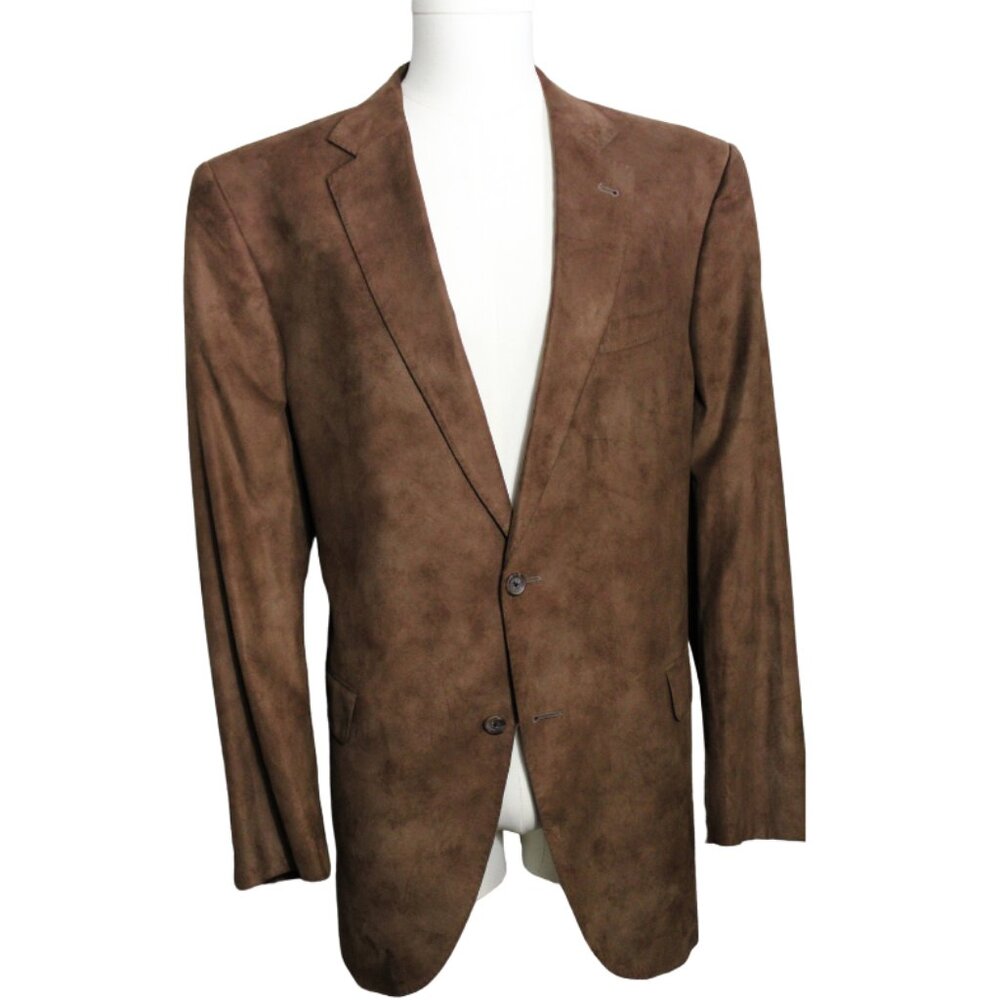 JACK VICTOR  SZ 46L US, Chocolate Brown Microfiber Men's Sports Jacket Blazer